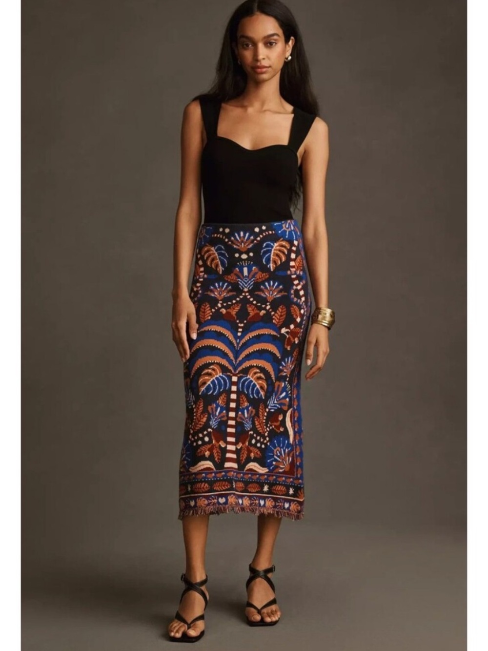 FARM Rio Nature Beauty Knit Midi Skirt. Size: Small. Excellent condition